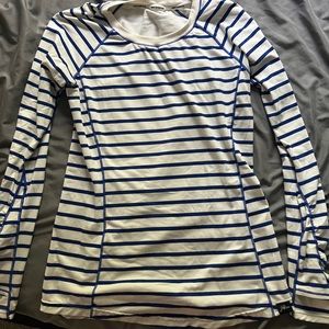 New balance x jcrew blue/white stripe workout top, size small